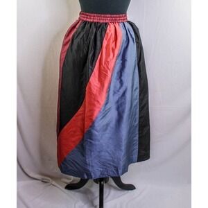 Victoria Thai Silk Skirt Midi Color Block Stripes Small 26" Waist